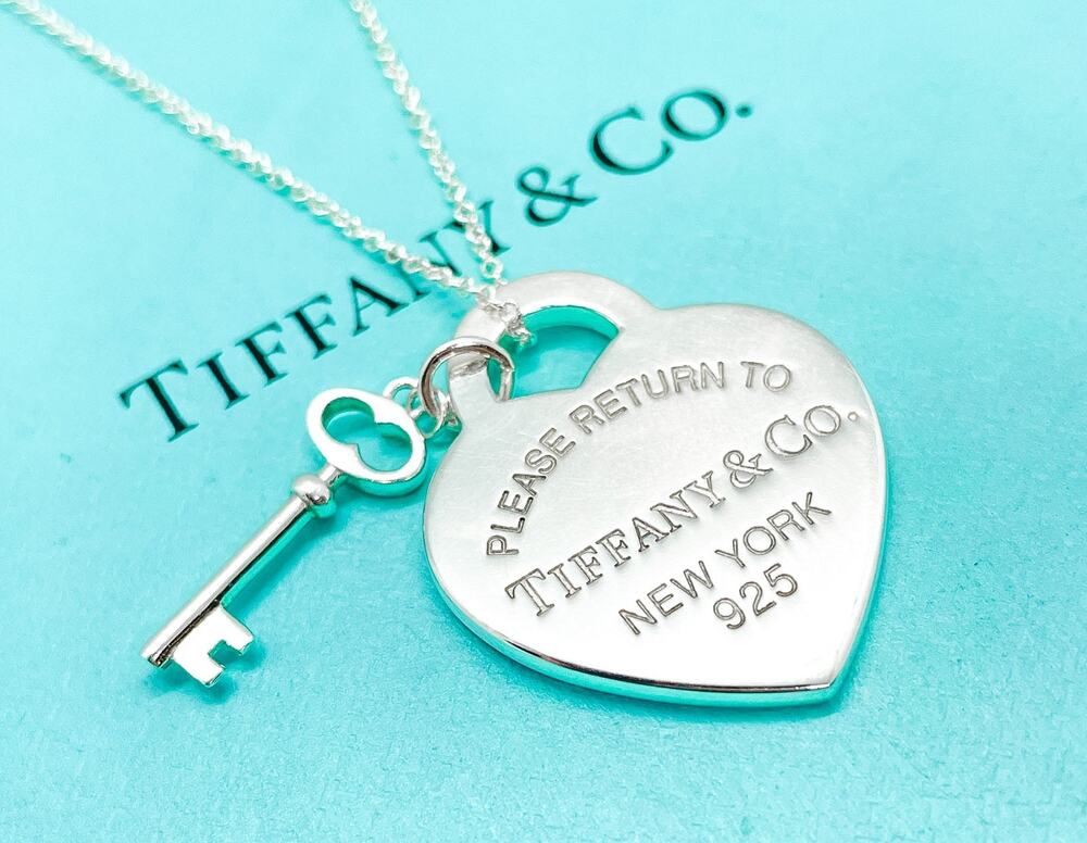 Tiffany & Co Return to Tiffany Medium Heart Tag Key Pendant Necklace 16" Receipt
